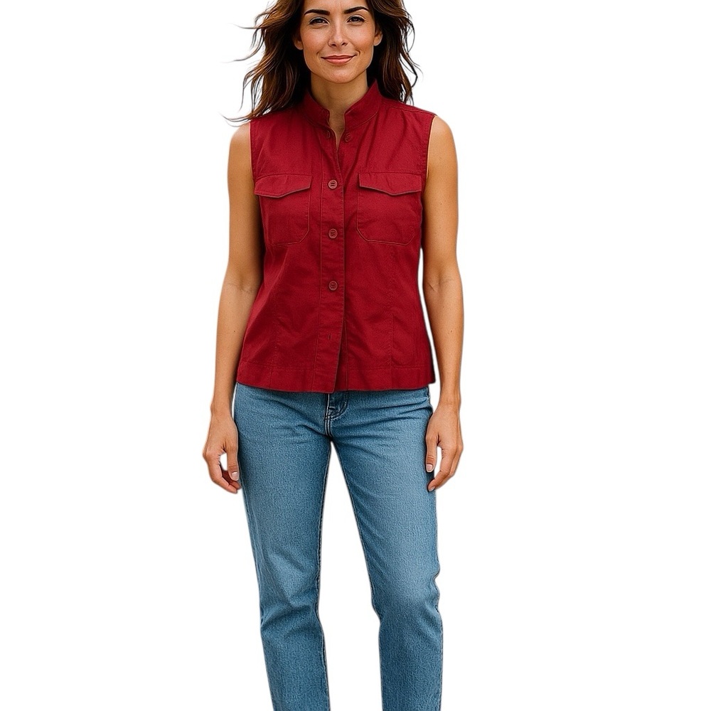 MaxMara Rich Red Crisp Silk‎ Top